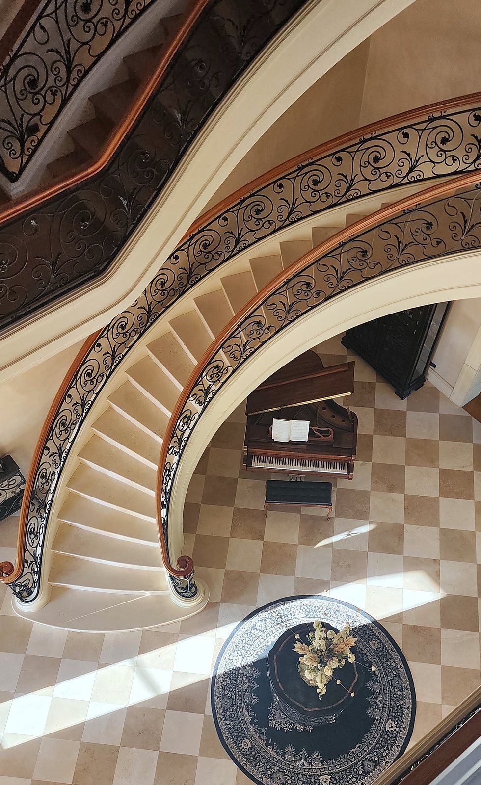 Curving staircase from above